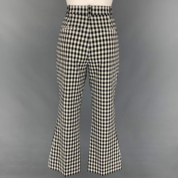 DEREK LAM Size 6 Black White Polyester Blend Gingham Casual Pants