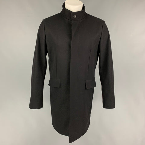 THEORY Size M Black Wool Blend Hidden Placket Coat