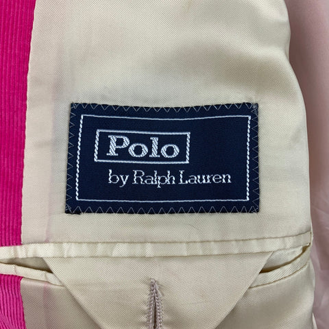 POLO by RALPH LAUREN Size 42 Long Hot Pink Corduroy Cotton Notch Lapel Sport Coat