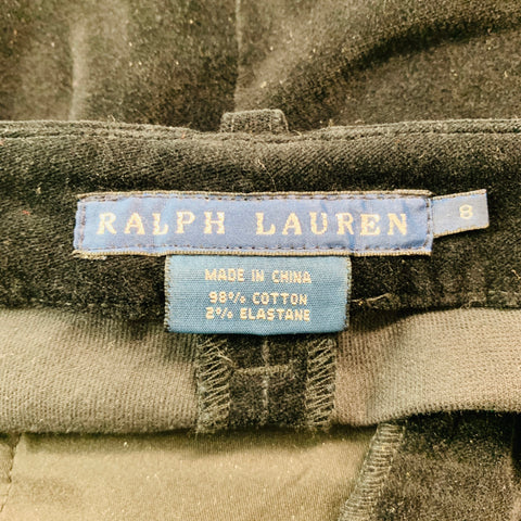 RALPH LAUREN Talla 8 Pantalones casuales de elastano de algodón negro