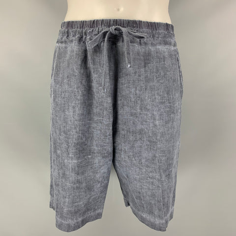 CROSSLEY Size S Grey Purple Cotton Linen Drawstring Shorts