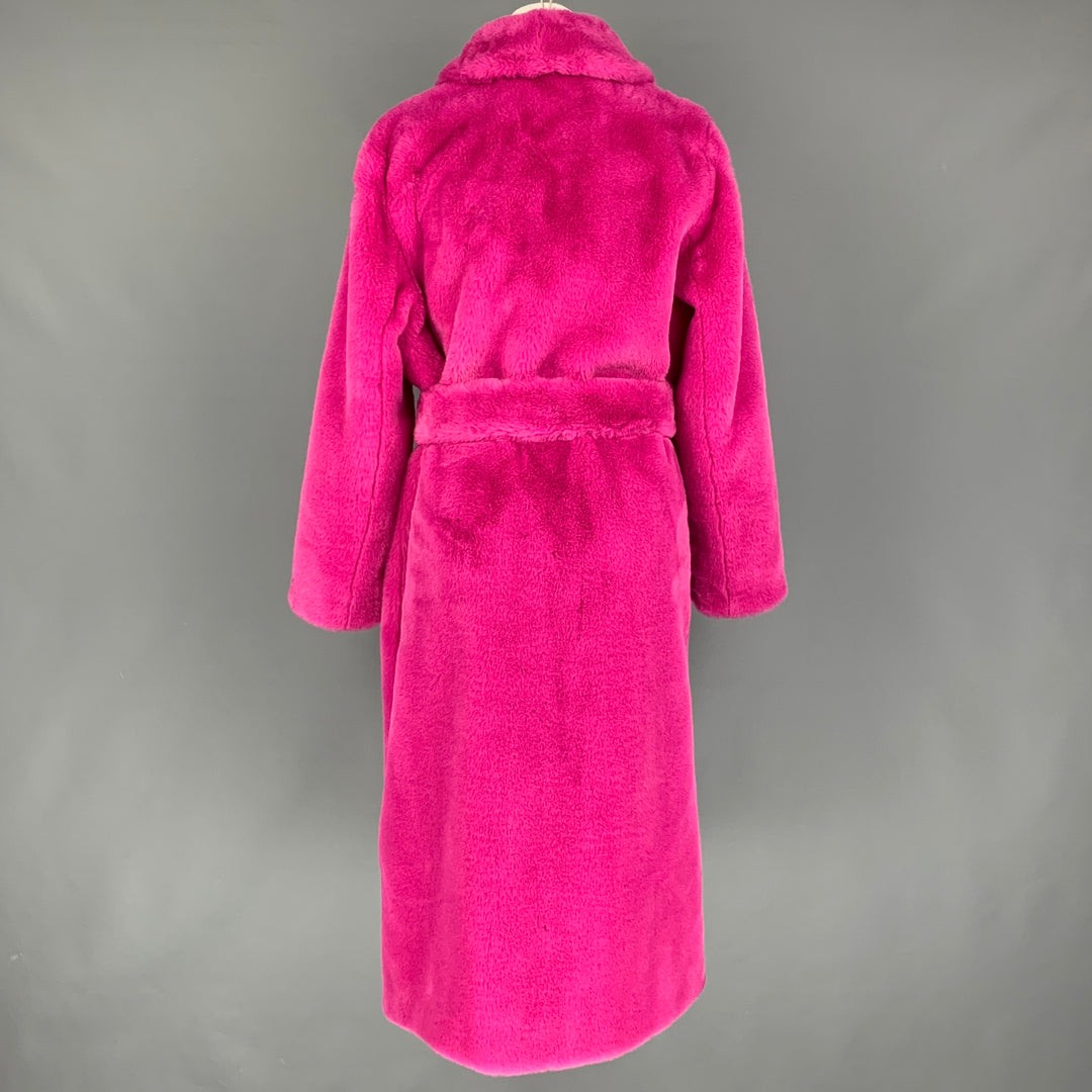 STAND STUDIO Size S Pink Faux Fur Textured Notch Lapel Coat