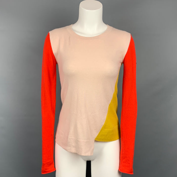 STELLA McCARTNEY Size 2 Orange & Yellow Color Block Cashmere Pullover