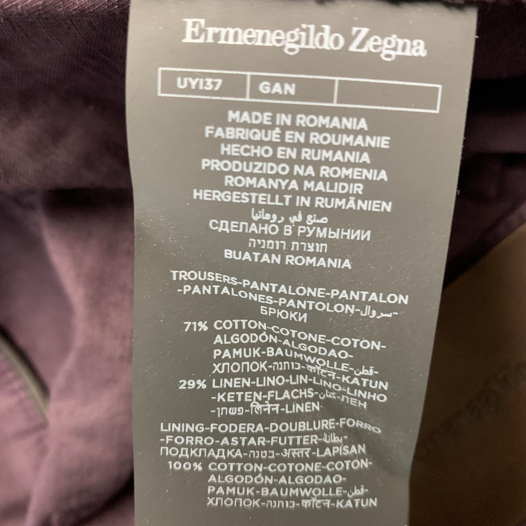 ERMENEGILDO ZEGNA Size 34 Eggplant Solid Cotton Linen Jean Cut Casual Pants