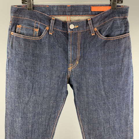 JEAN SHOP Talla 34 Vaqueros pitillo de algodón índigo con bragueta y cremallera