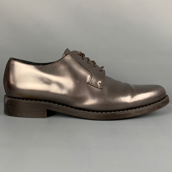 JIMMY CHOO Size 10 Brown Metallic Leather Lace Up Shoes
