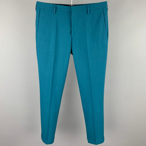 PAUL SMITH Size 30 Teal Wool Cuffed Dress Pants