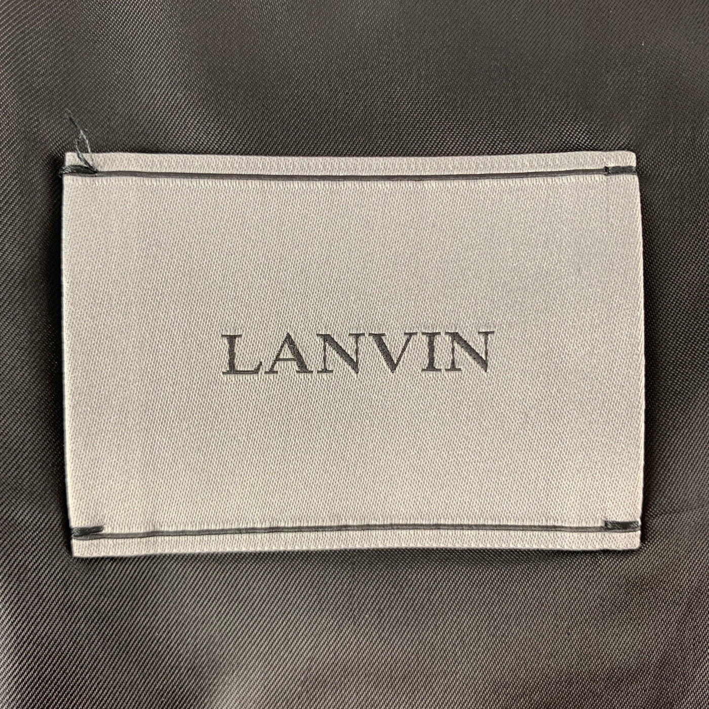 LANVIN Chest Size 42 Regular Navy Burgundy Jacquard Silk