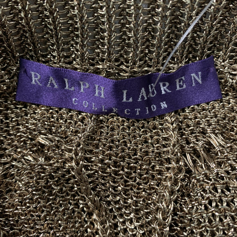 RALPH LAUREN Size S Gold Rayon Blend Cable Knit Knee-Length Skirt