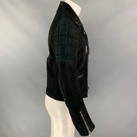 BURBERRY PRORSUM Size 38 Black Quilted Lamb Leather Biker Jacket