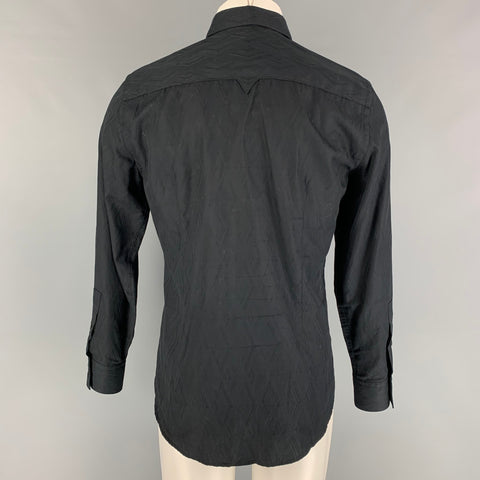 VERSACE COLLECTION Trend Size S Black Rhombus Cotton Button Up Long Sleeve Shirt