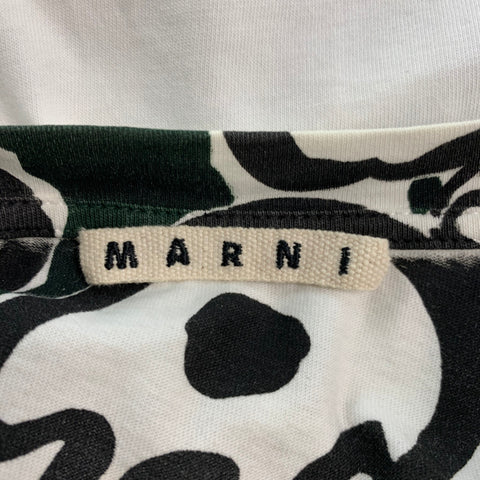 MARNI Size L White Black Graphic Cotton Crew-Neck T-shirt