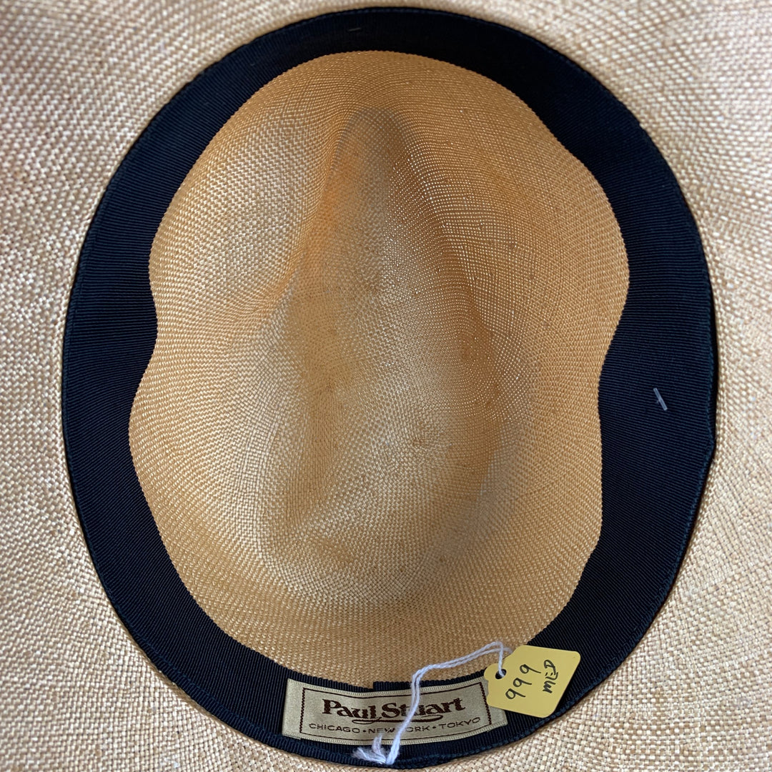 Vintage PAUL STUART Beige Straw Fedora Hat