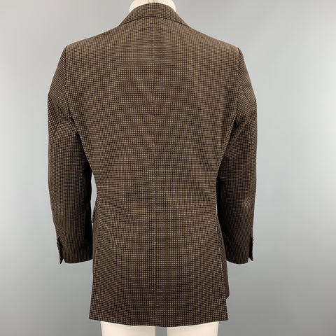SALVATORE FERRAGAMO Size 38 Taupe Brown Checkered Cotton Velvet Notch Lapel Sport Coat