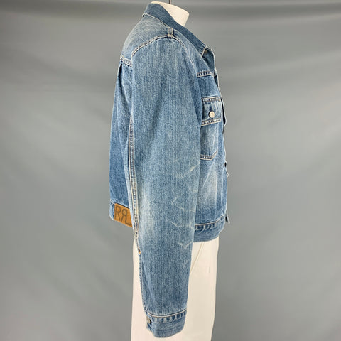 RRL by RALPH LAUREN Size XL Blue Wash Denim Trucker Jacket