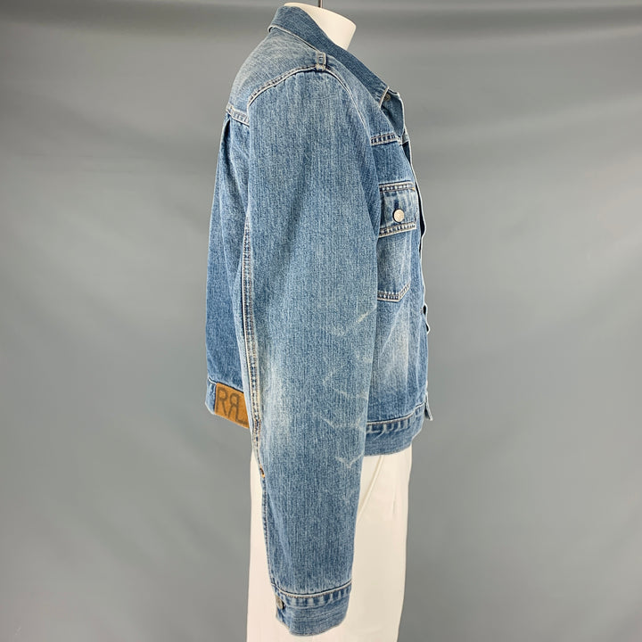 RRL by RALPH LAUREN Size XL Blue Wash Denim Trucker Jacket