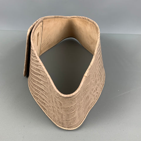 DONNA KARAN Taille S Ceinture en cuir gaufré beige beige