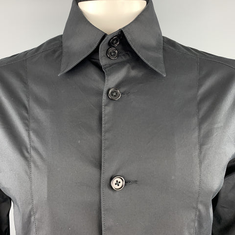 KARL LAGERFELD Size 42 Black Cotton Blend Shirt Jacket