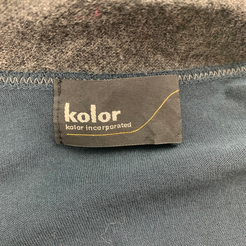KOLOR Size L Navy & Grey Cotton Raw edge Cardigan