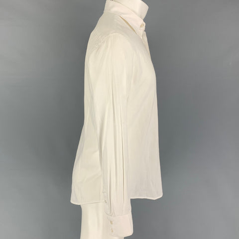 JOHN VARVATOS * USA Talla S Camisa de manga larga con botones de algodón blanco