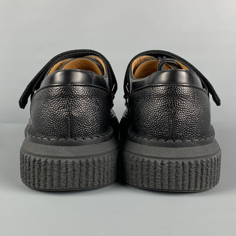 DUNHILL Size 9 Black Leather Creeper Lace Up Shoes