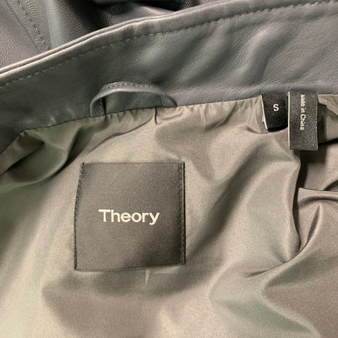 THEORY Size S Grey Solid Leather Jacket