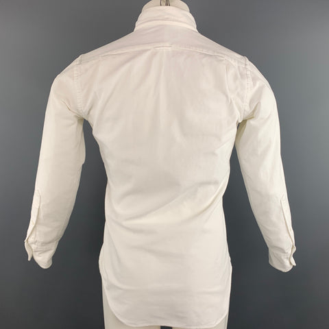 THOM BROWNE Taille S Chemise à manches longues boutonnée en velours côtelé uni blanc