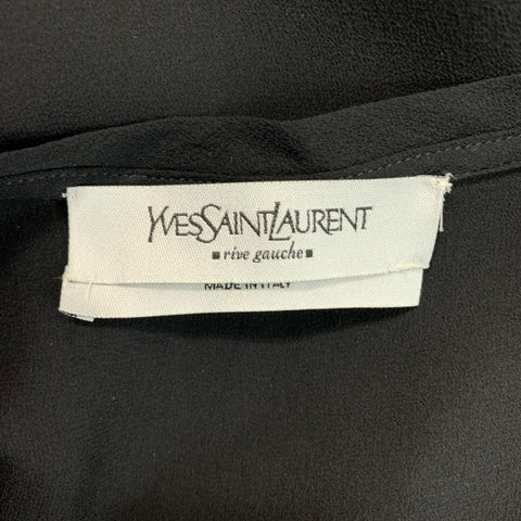 YVES SAINT LAURENT Size L Black Silk See Through Tank Casual Top
