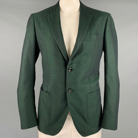 SARTORIO Taille 44 Manteau de sport long à revers cranté en laine de soie verte
