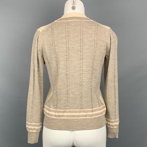 COMME des GARCONS TRICOT Size M Taupe & Cream Textured Knit Cardigan