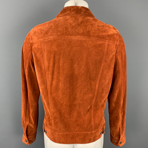 TODD SNYDER Size M Brick Leather Trucker Jacket