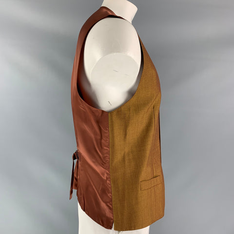 DOLCE &amp; GABBANA Talla 46 Chaleco dorado con botones de mohair y lana maciza
