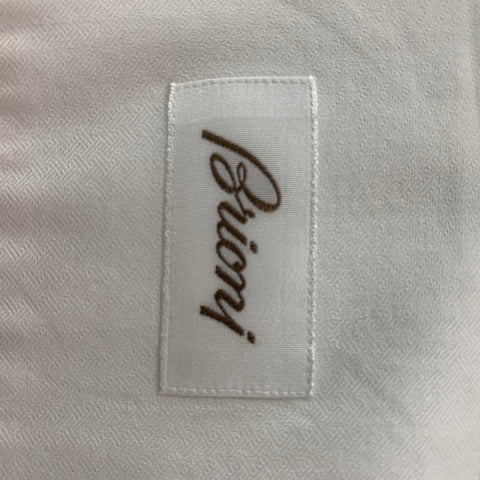 BRIONI Size L White Textured Cotton Button Down Long Sleeve Shirt