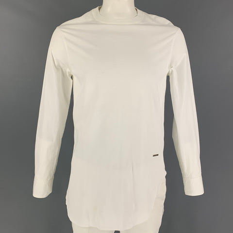 DSQUARED2 Size L White Cotton Crew-Neck T-shirt