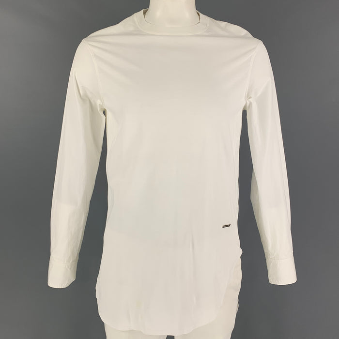 DSQUARED2 Size L White Cotton Crew-Neck T-shirt