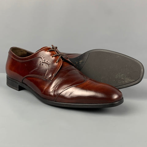 PRADA Size 10 Brown Antique Leather Lace Up Shoes