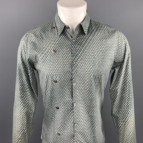CALVIN KLEIN COLLECTION Size M Gray Print Cotton Button Up Long Sleeve Shirt