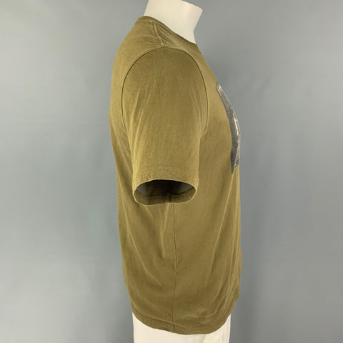 PS by PAUL SMITH Size L Olive Black Graphic Cotton Crew-Neck T-shirt