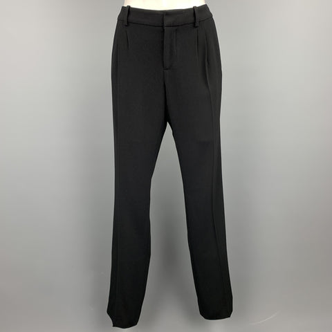 BALENCIAGA Size L Black Triacetate Blend Pleated Dress Pants
