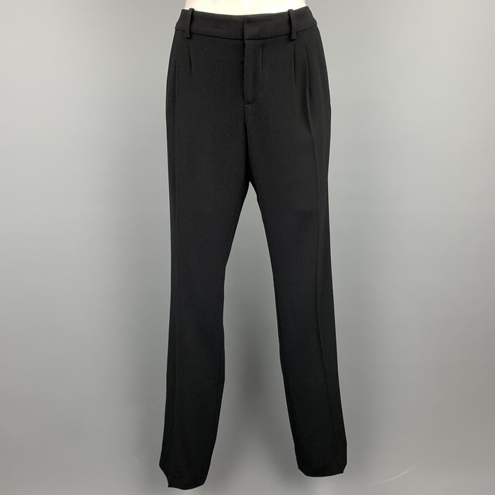 BALENCIAGA Size L Black Triacetate Blend Pleated Dress Pants