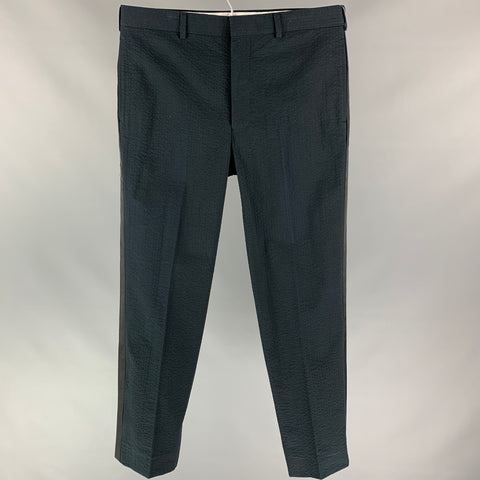 BLACK FLEECE Size 32 Navy Seersucker Cotton Tuxedo Dress Pants