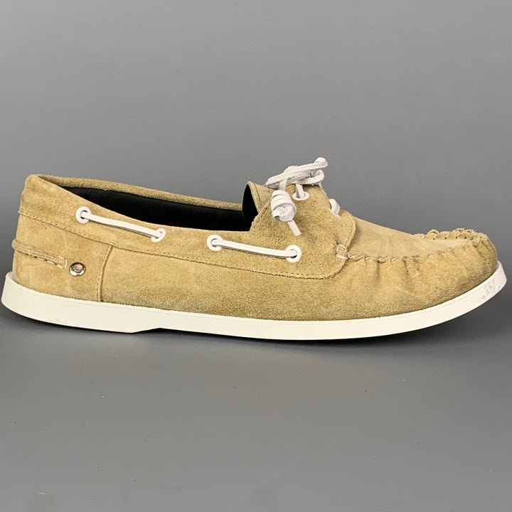 LOEWE Size 11 Natural Leather Boat Shoe Loafers