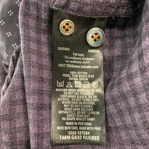 TED BAKER Size M Purple Black Checkered Cotton Long Sleeve Shirt