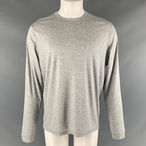 SAKS FIFTH AVENUE Size M Grey Blue Heather Lyocell Cotton Long Sleeve T-shirt