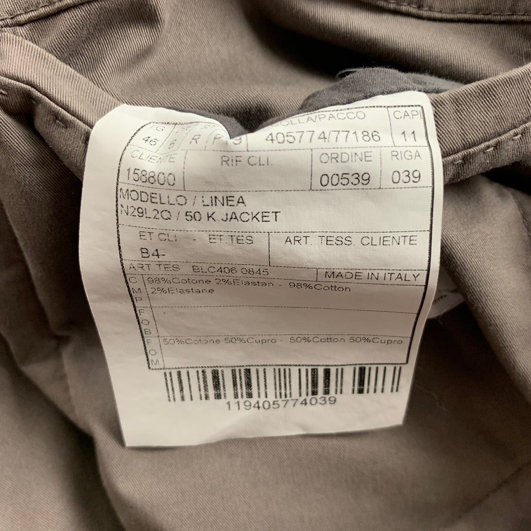 BOGLIOLI Size 36 Grey Cotton Notch Lapel Suit