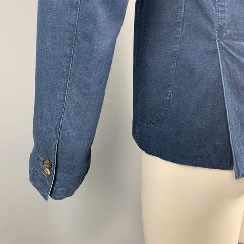PRADA Size 38 Indigo Cotton Notch Lapel Sport Coat
