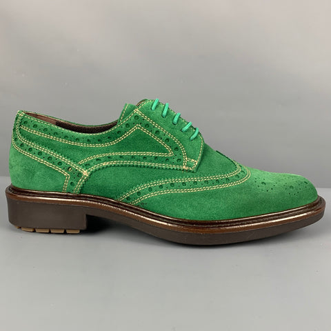 DONALD J PLINER Taille 8.5 Chaussures à lacets en daim perforé vert Wingtip