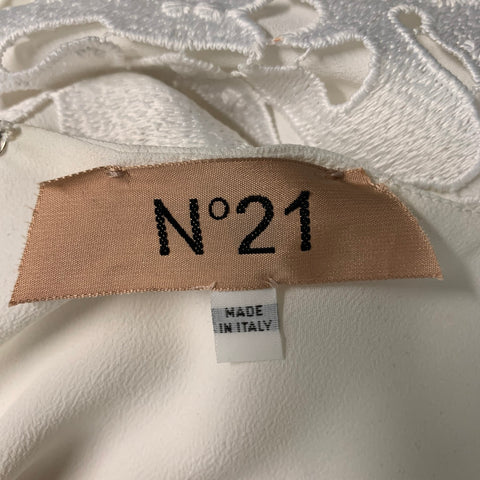 Nº21 Size 6 White Polyester Eyelet Shift Dress
