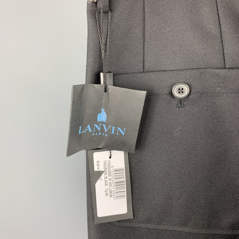 LANVIN Size 32 Black Solid Wool Elastic Cuffs Casual Pants