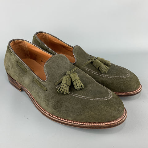 ALDEN x UNIONMADE Size 11.5 Olive Solid Tassels Loafers